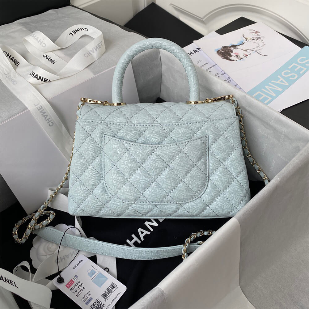 Ch*el coco handle bag small